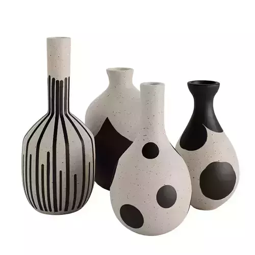 Beige and black ceramic vases