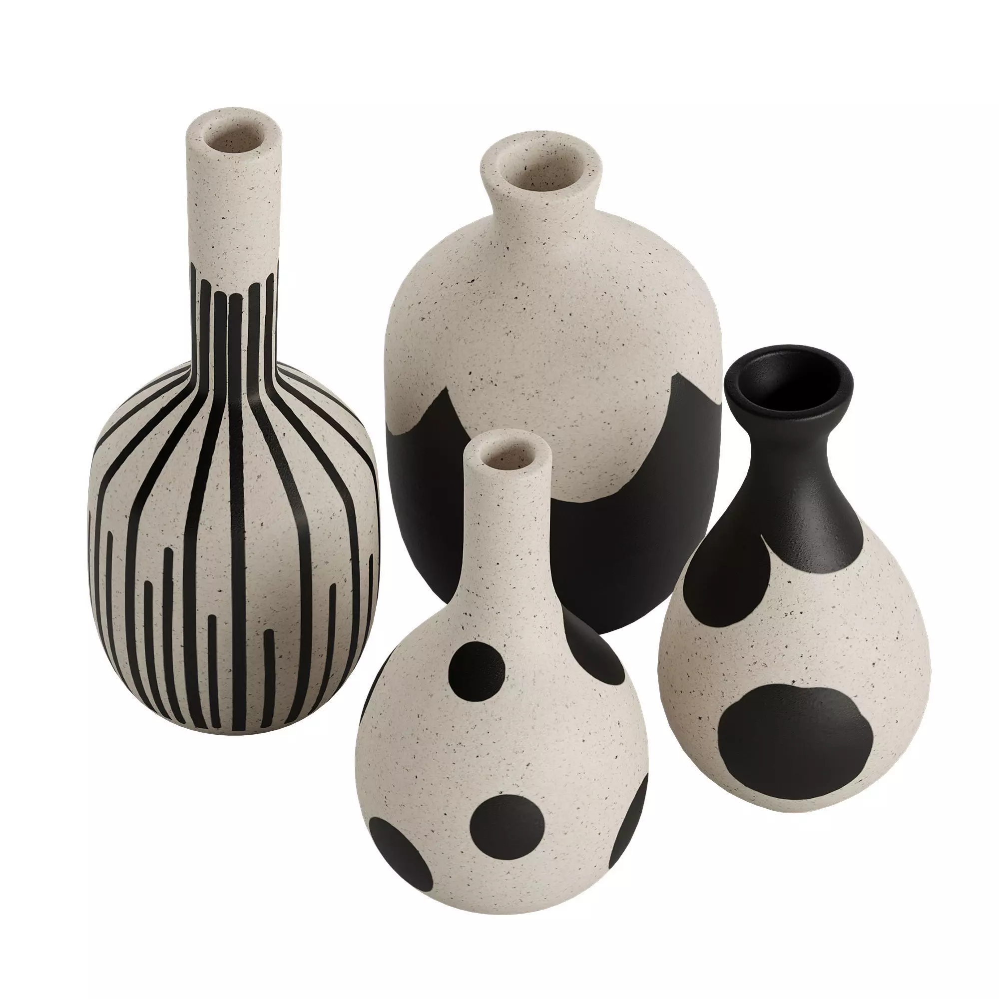 Beige and black ceramic vases 3D model_1
