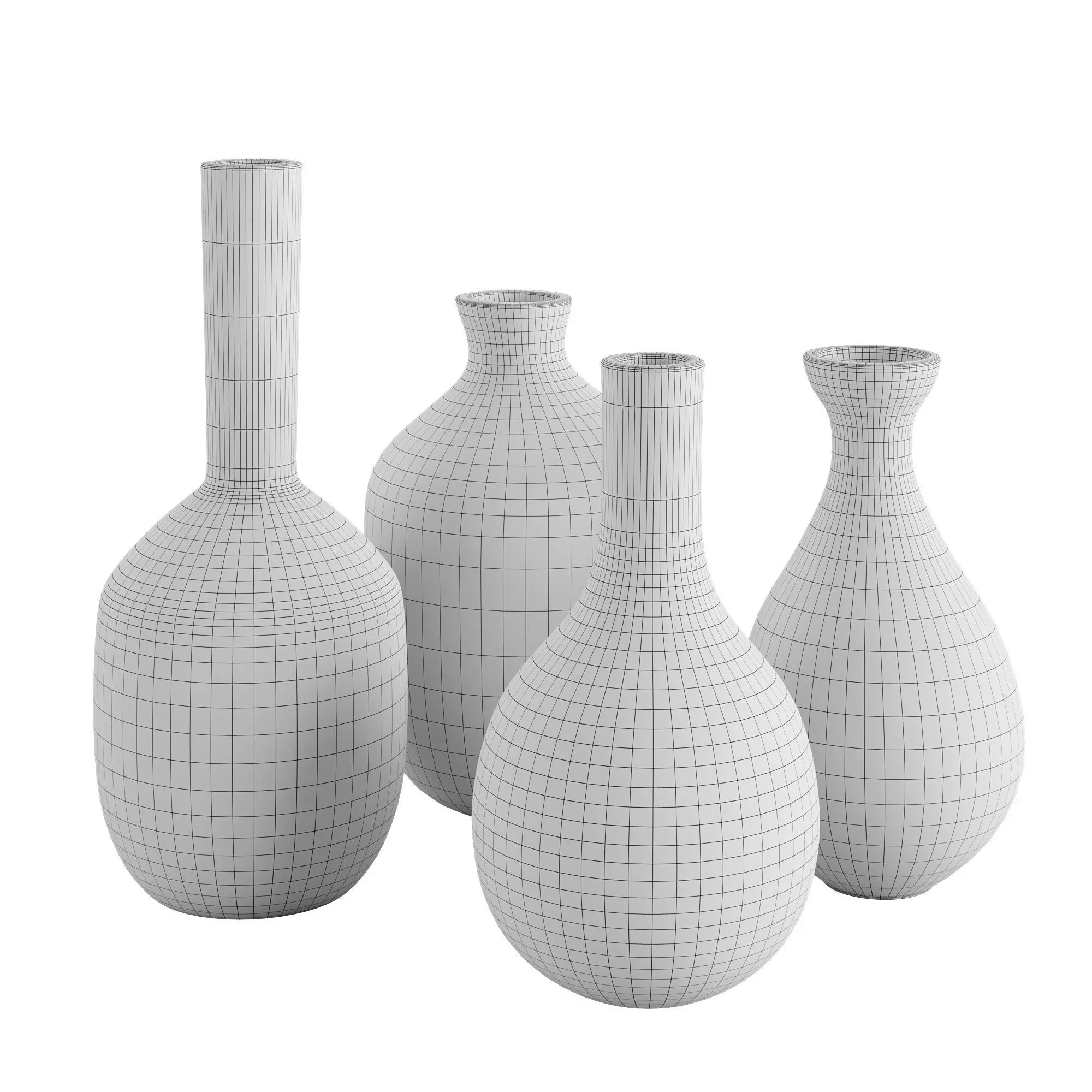 Beige and black ceramic vases 3D model_3