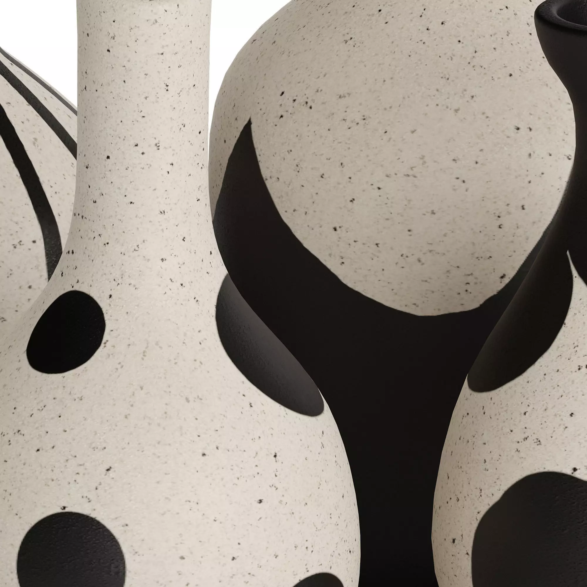 Beige and black ceramic vases 3D model_2