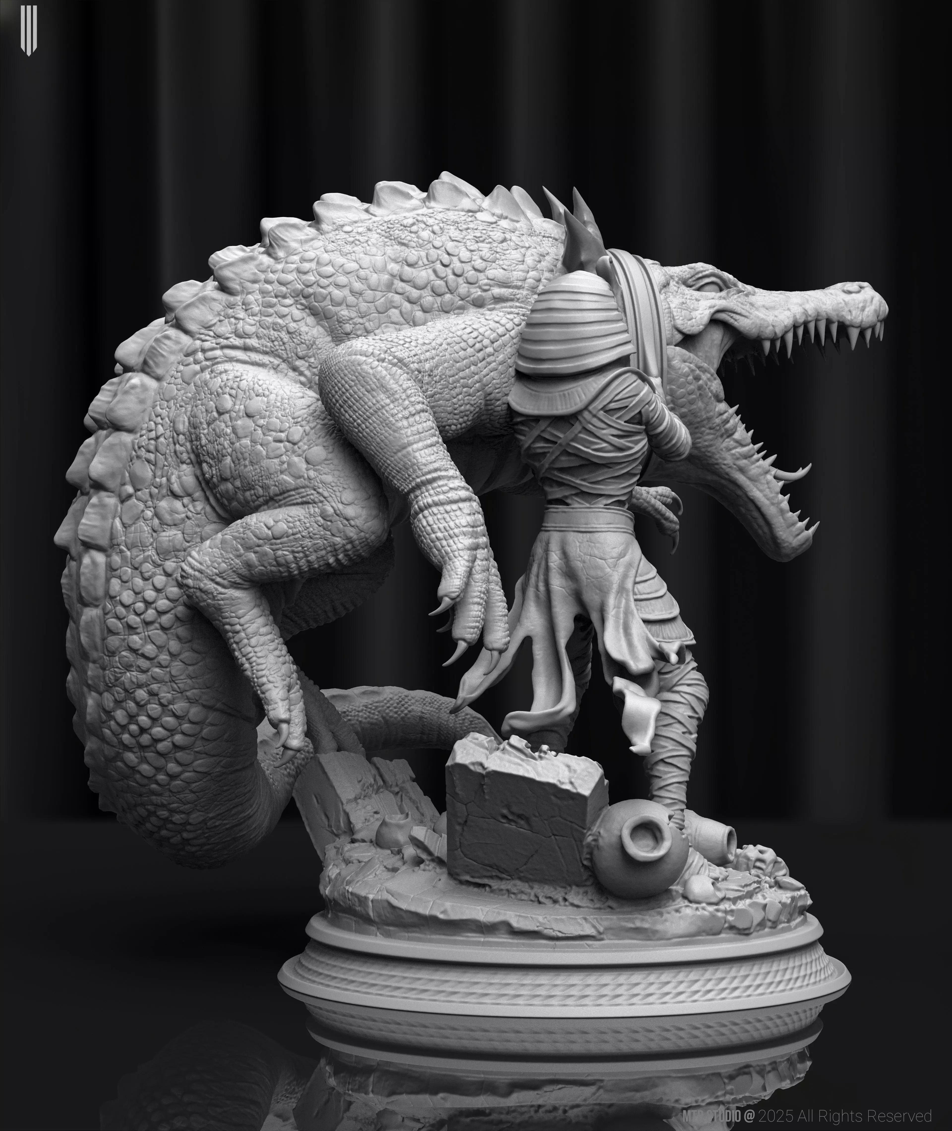 Epic Egyptian Mummy Warrior Sobek Monster 3D print model_5