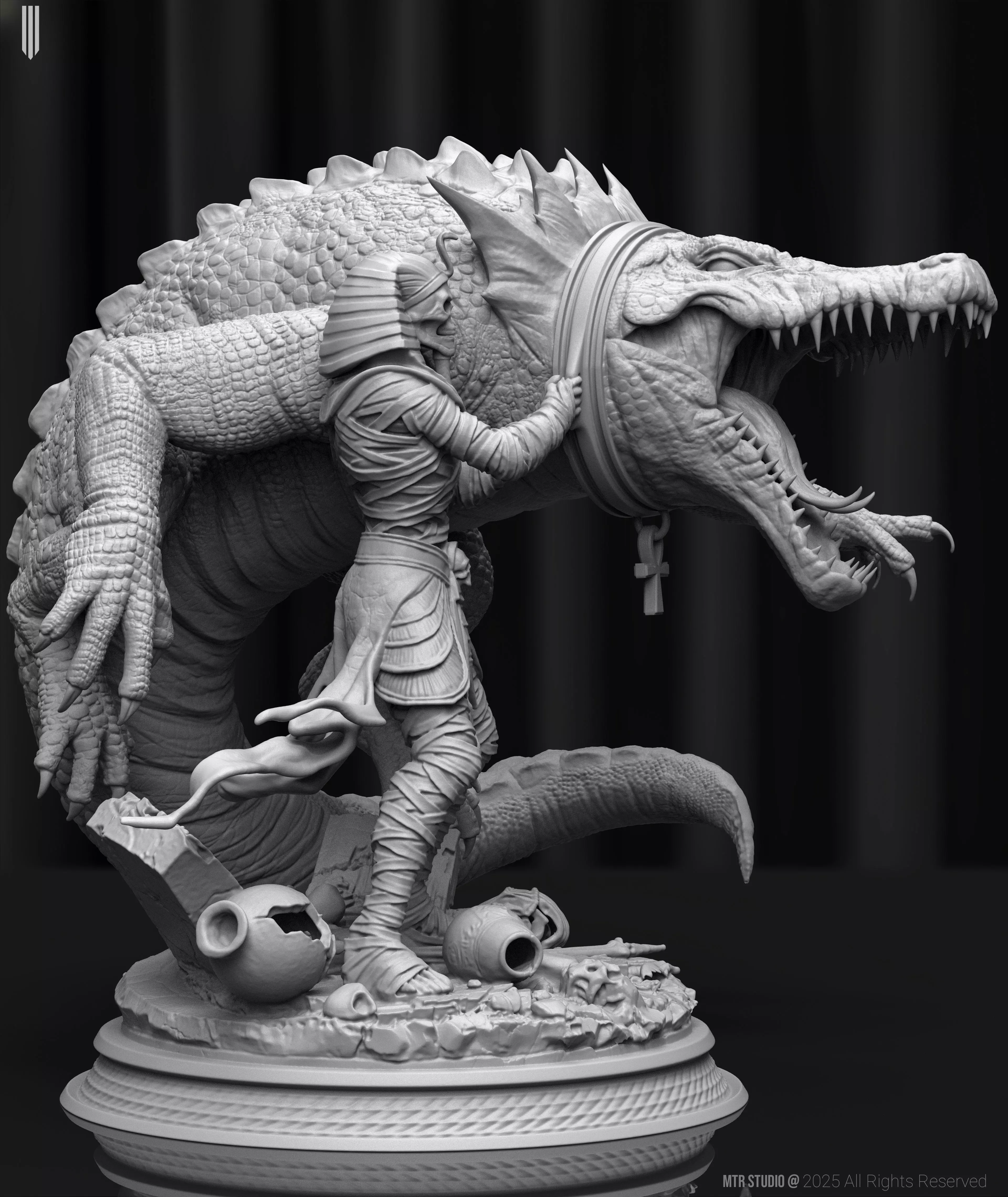 Epic Egyptian Mummy Warrior Sobek Monster 3D print model_4