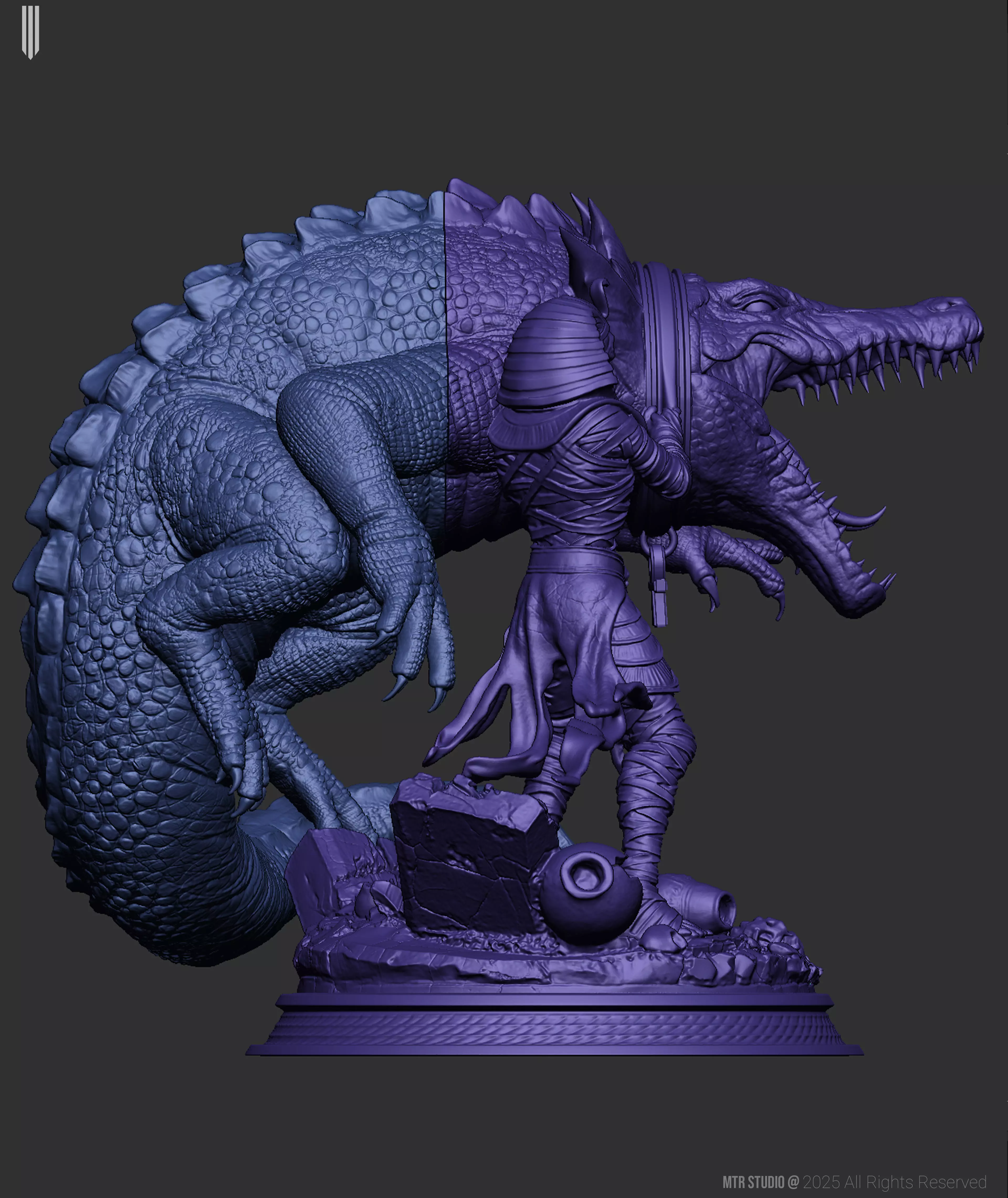 Epic Egyptian Mummy Warrior Sobek Monster 3D print model_8