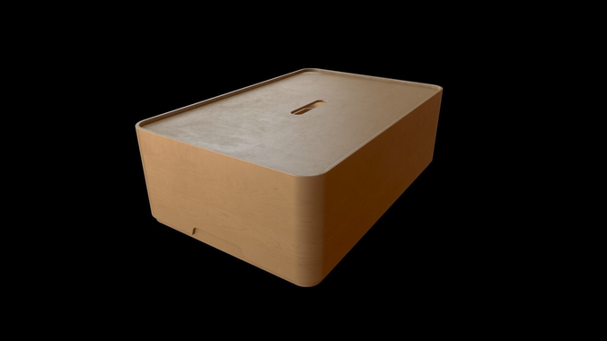 Wooden Storage Box Low-poly 3D model
