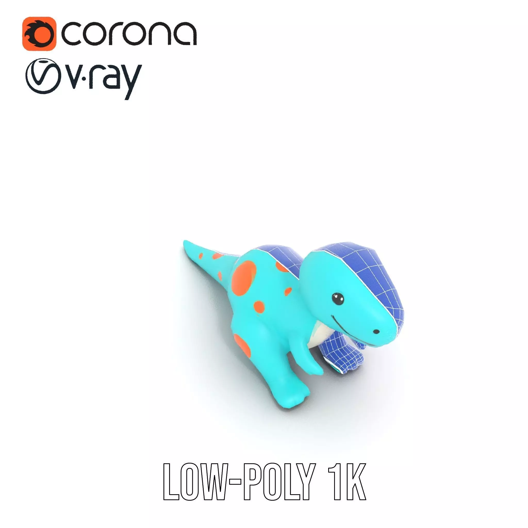 Spotted Teal Dinosaur model pack Low-poly 3D model_16