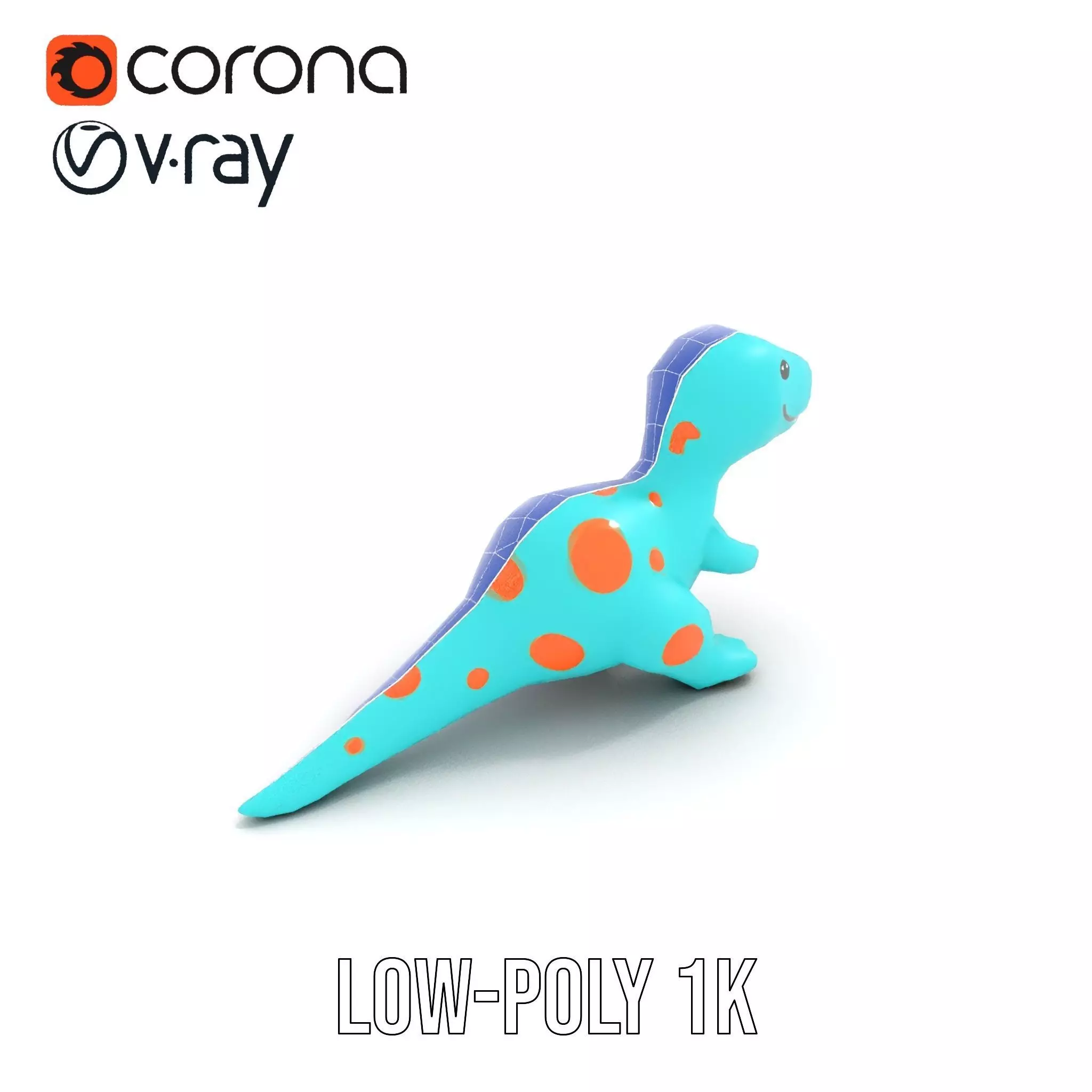 Spotted Teal Dinosaur model pack Low-poly 3D model_30
