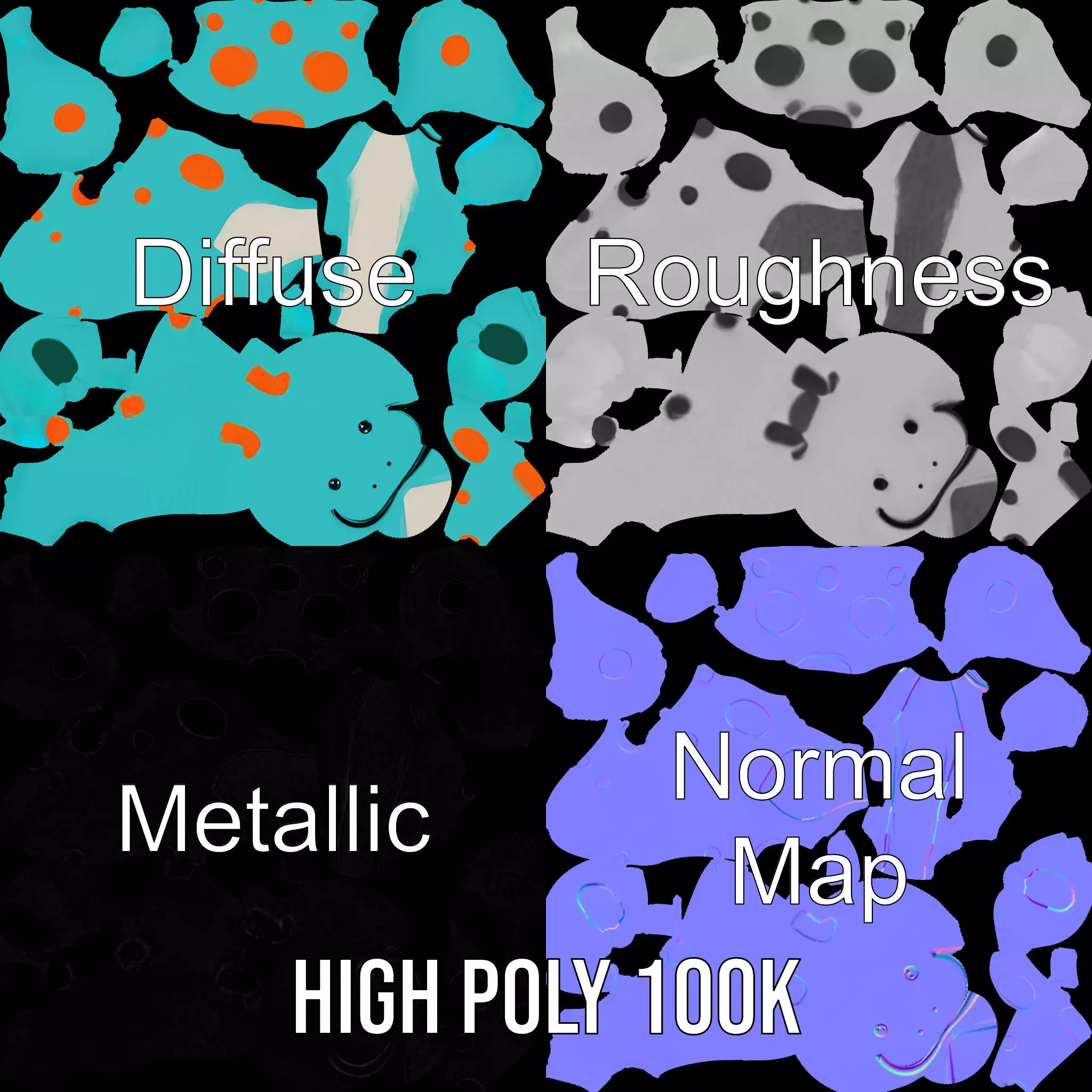 Spotted Teal Dinosaur model pack Low-poly 3D model_4