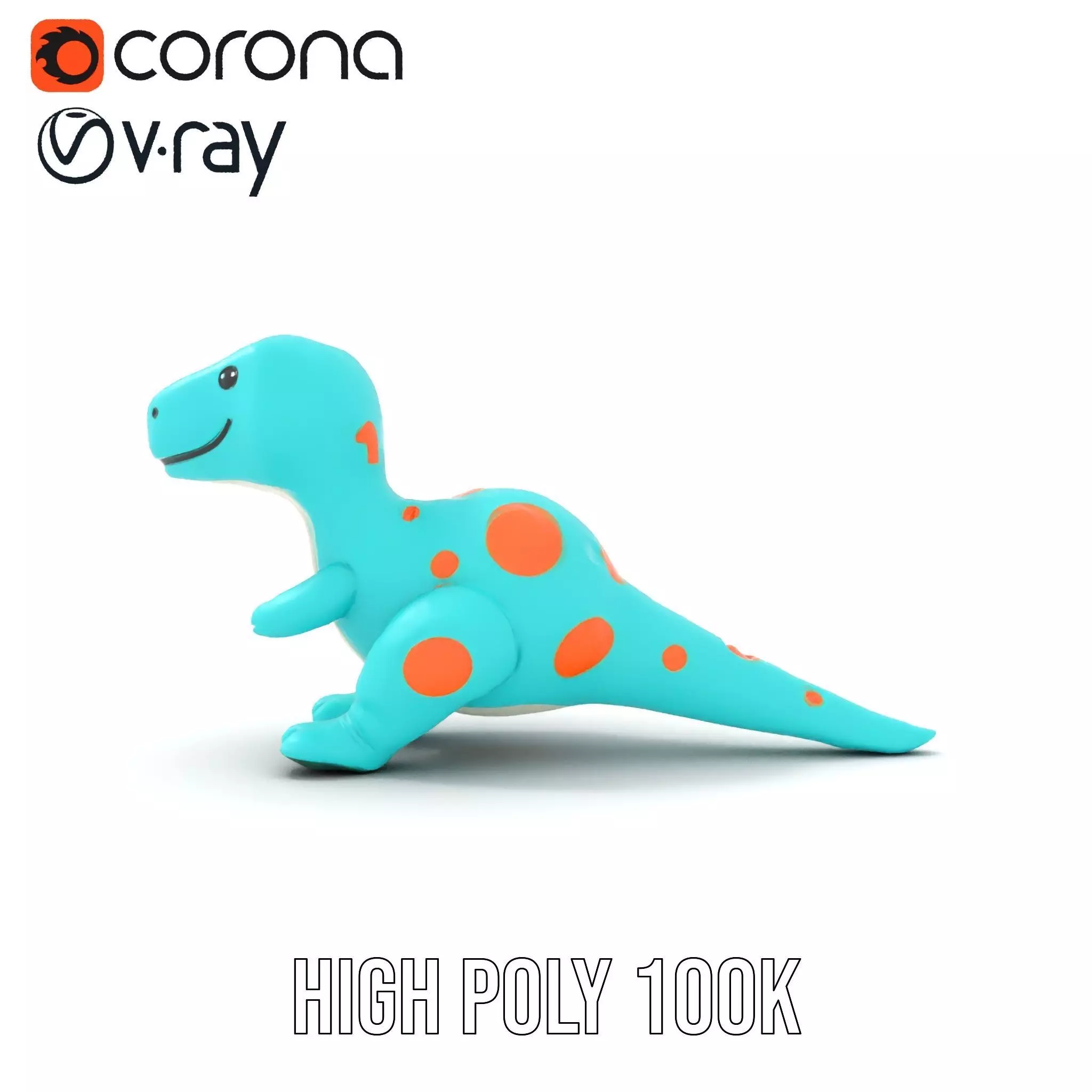 Spotted Teal Dinosaur model pack Low-poly 3D model_17