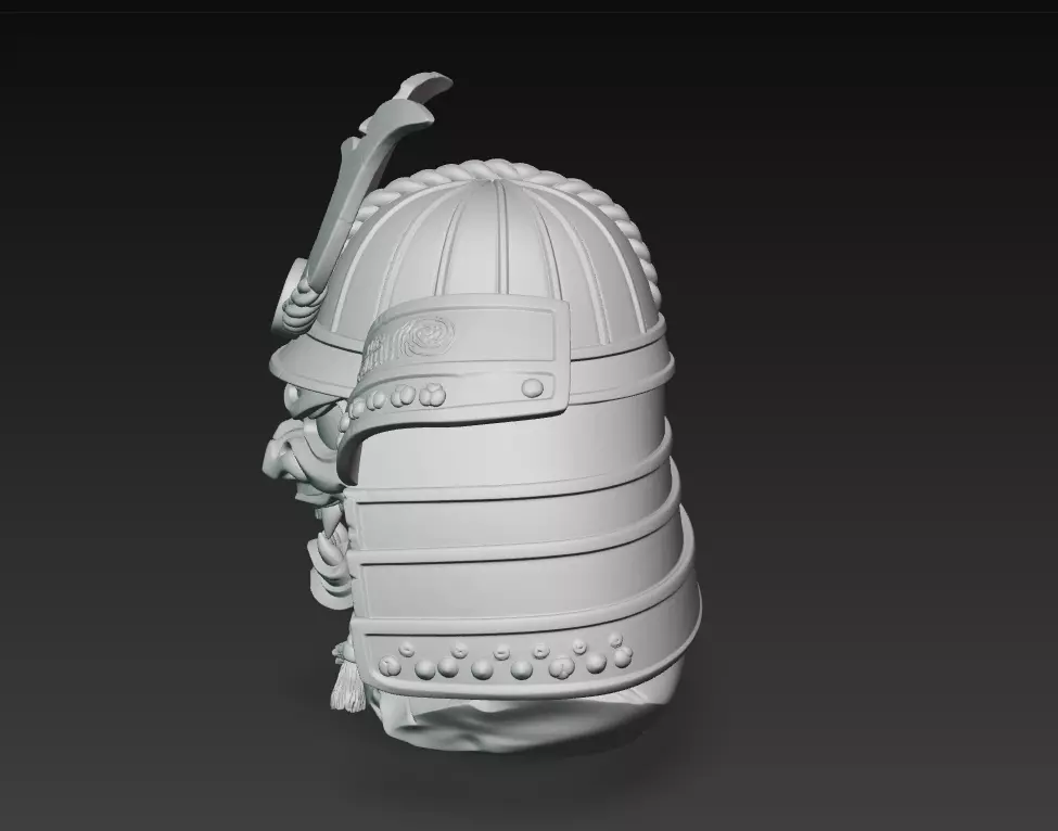 Samurai Oni Mask Bust - Ancient Warrior Helmet Sculpture 3D 3D print model_6