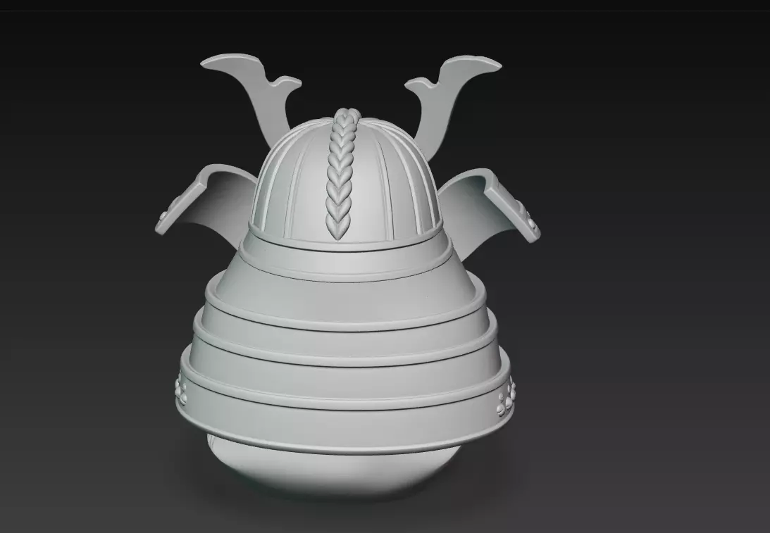 Samurai Oni Mask Bust - Ancient Warrior Helmet Sculpture 3D 3D print model_8