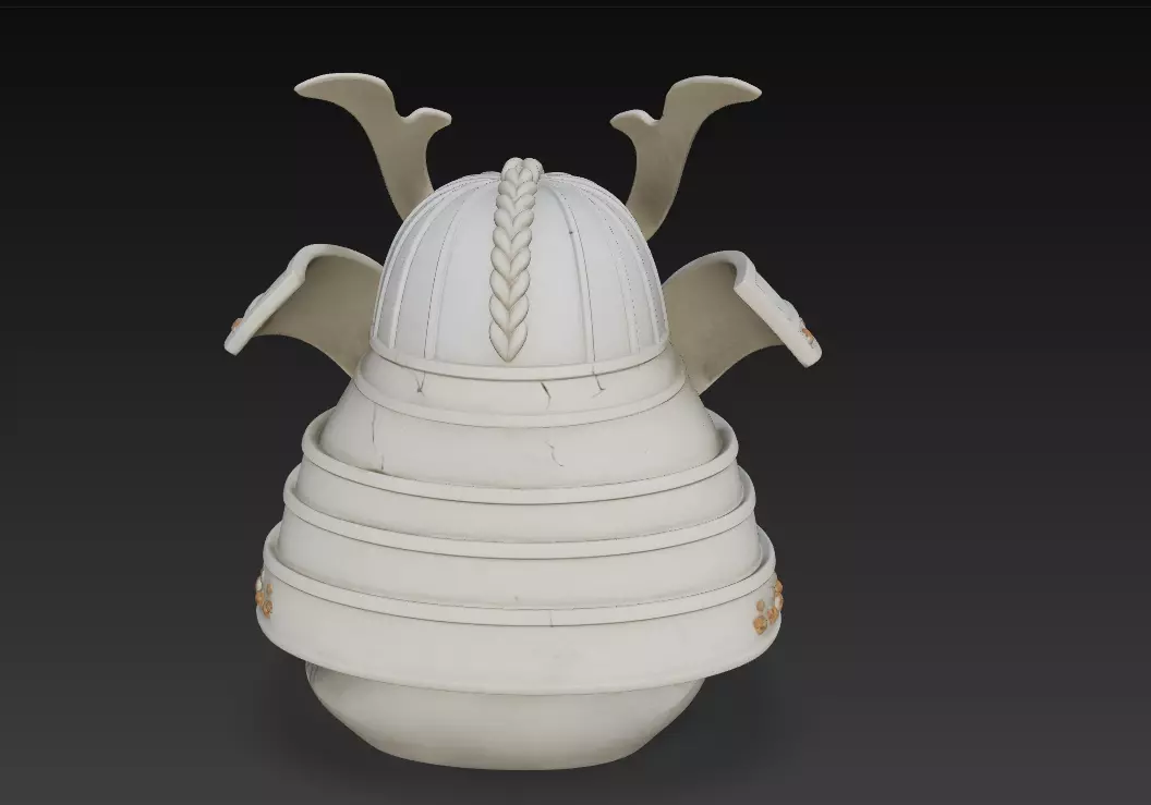 Samurai Oni Mask Bust - Ancient Warrior Helmet Sculpture 3D 3D print model_7