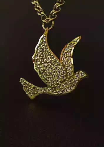 Diamond Bird Pendant 3D Model