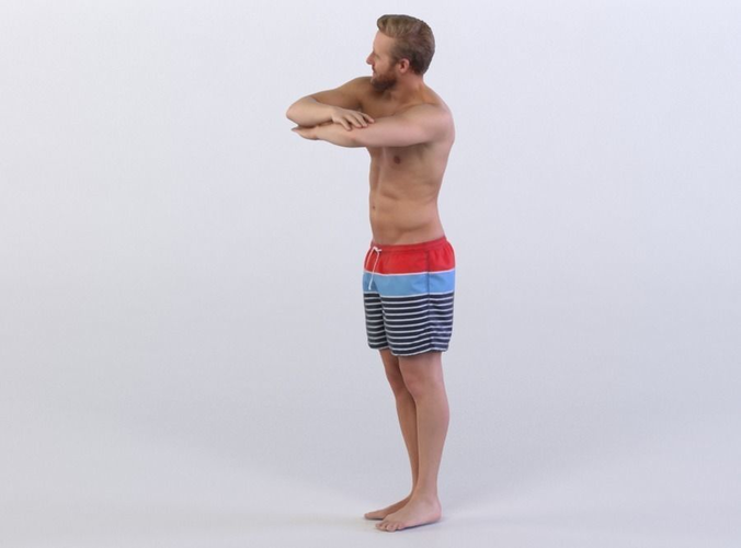 Kent 0236 Man in shorts leanin on a high invisible barrier