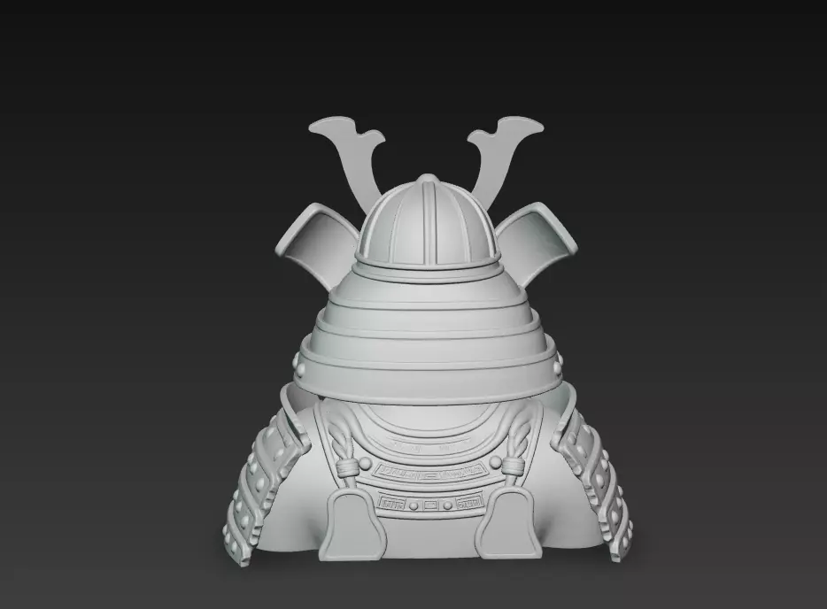 Samurai Oni Skull Helmet - Demon Warrior Bust 3D Model 3D print model_11