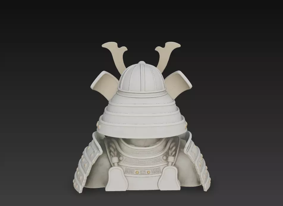 Samurai Oni Skull Helmet - Demon Warrior Bust 3D Model 3D print model_4