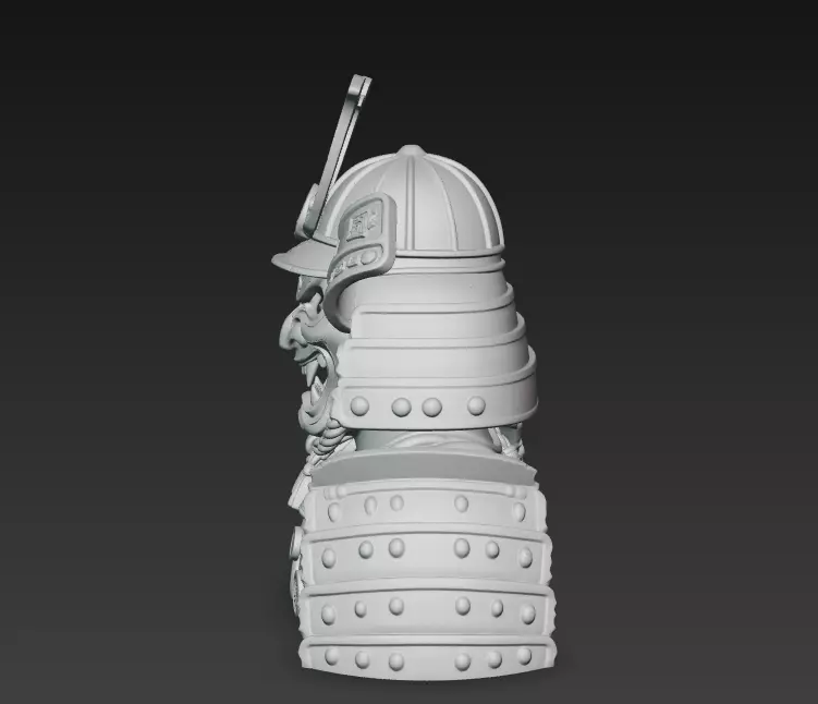 Samurai Oni Skull Helmet - Demon Warrior Bust 3D Model 3D print model_10