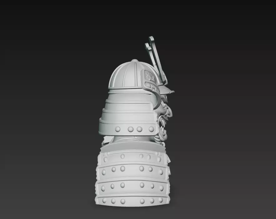 Samurai Oni Skull Helmet - Demon Warrior Bust 3D Model 3D print model_6
