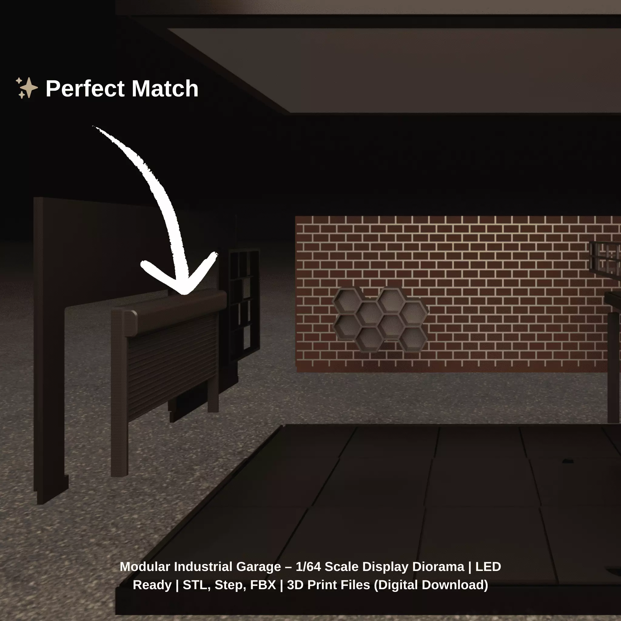 1-64 Scale Roll-Up Garage Door Set - Diorama Shutter Gate 3D print model_9