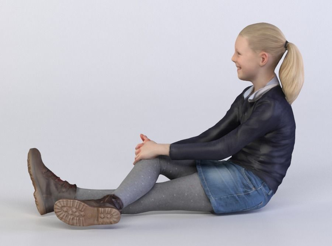 Marie 0200 Child Sitting On a Ground Legs Crossed