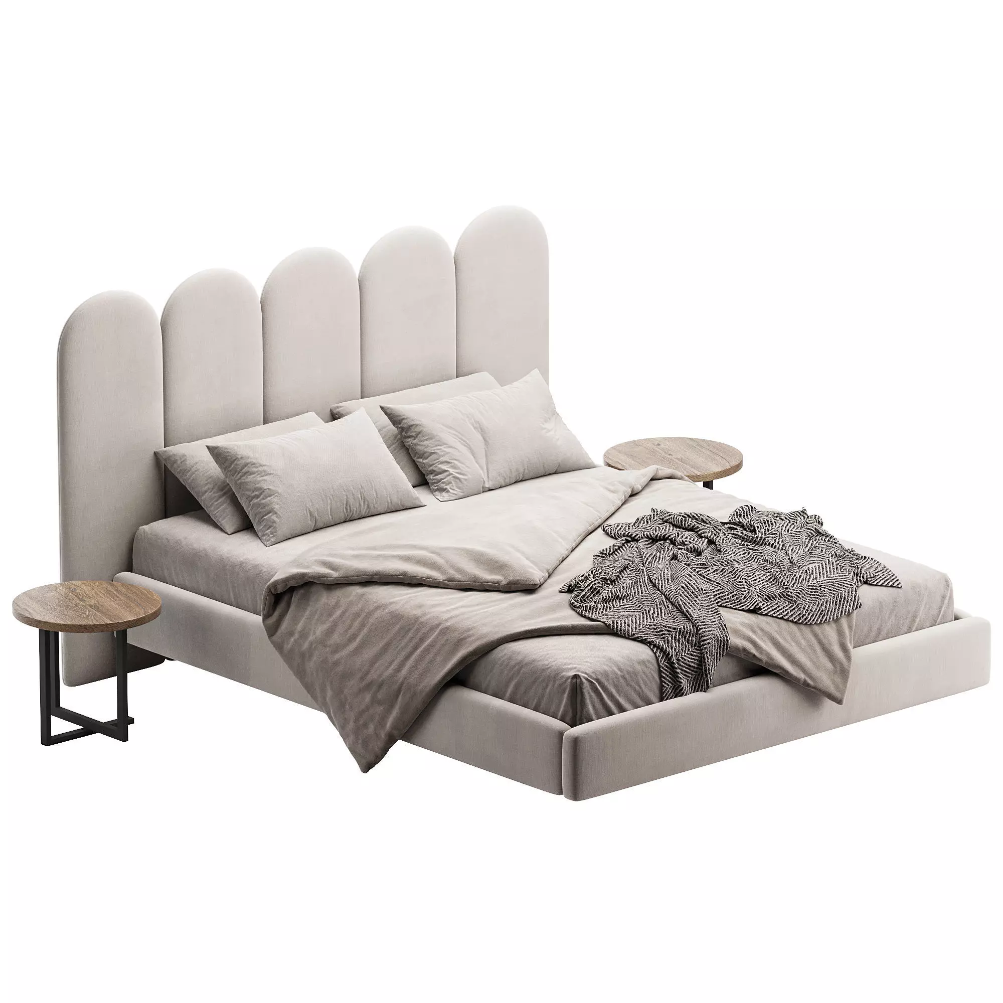 Scotch Finger Bed Frame Low-poly 3D model_1