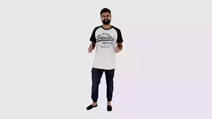 Young Indian Boy 3D Scanned Model doing Thumbs Up 