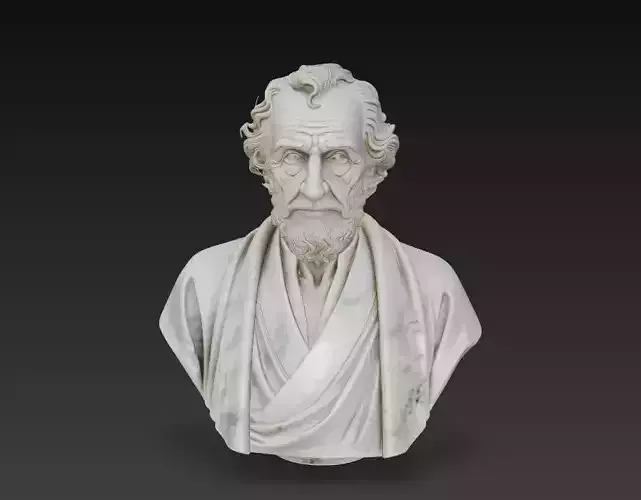 Wise Marble Scholar Bust - Classical Elder Sculpture 3D Model