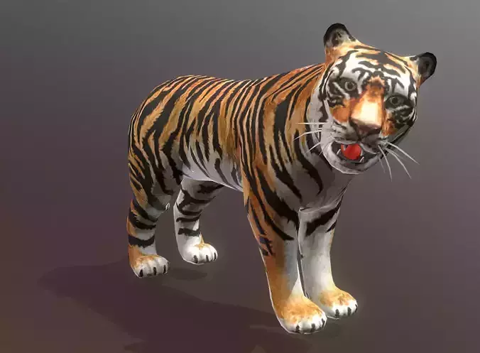 YOUNG Male TIGER IDLE HUNGRY Fbx Pbr Animated