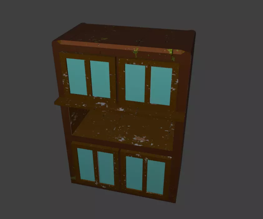 stylized wardrobe Low-poly 3D model_0