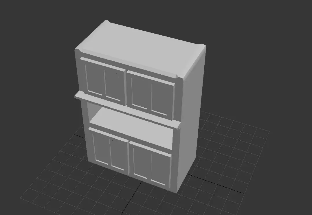 stylized wardrobe Low-poly 3D model_1