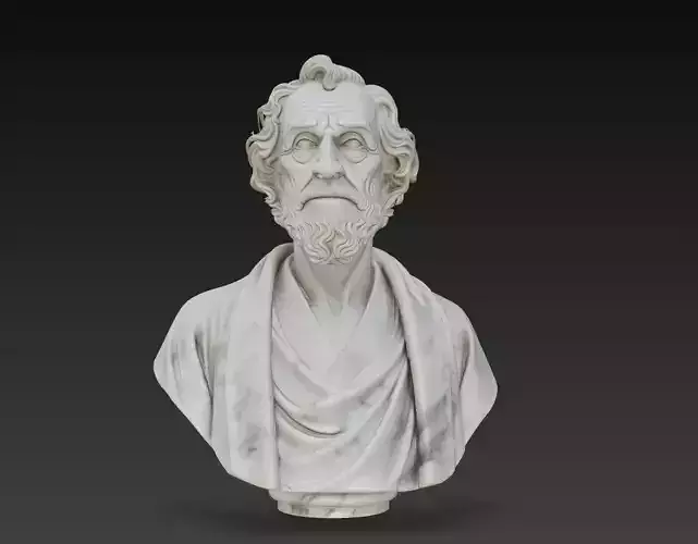 Stoic Elder Marble Bust - Classical Philosopher Sculpture 