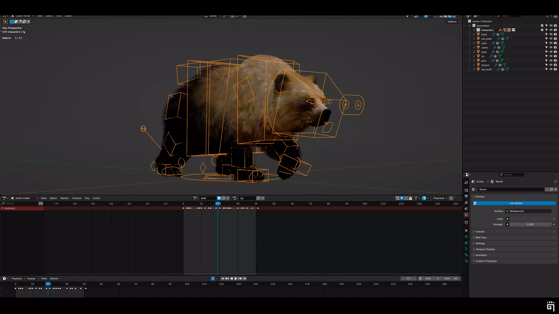 Forest Brown Bear Low-poly 3D model_8