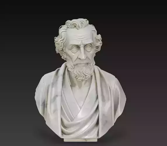 Wise Elder Marble Bust - Classical Sculpted Statue 3D