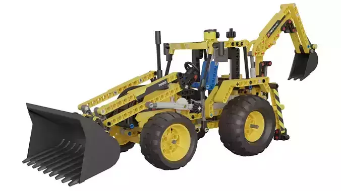 Lego Backhoe Loader Low-poly 3D model