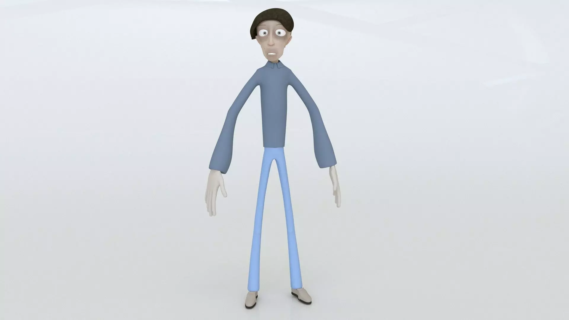 Fully Rigged Tall Cartoon Character  3D model_3