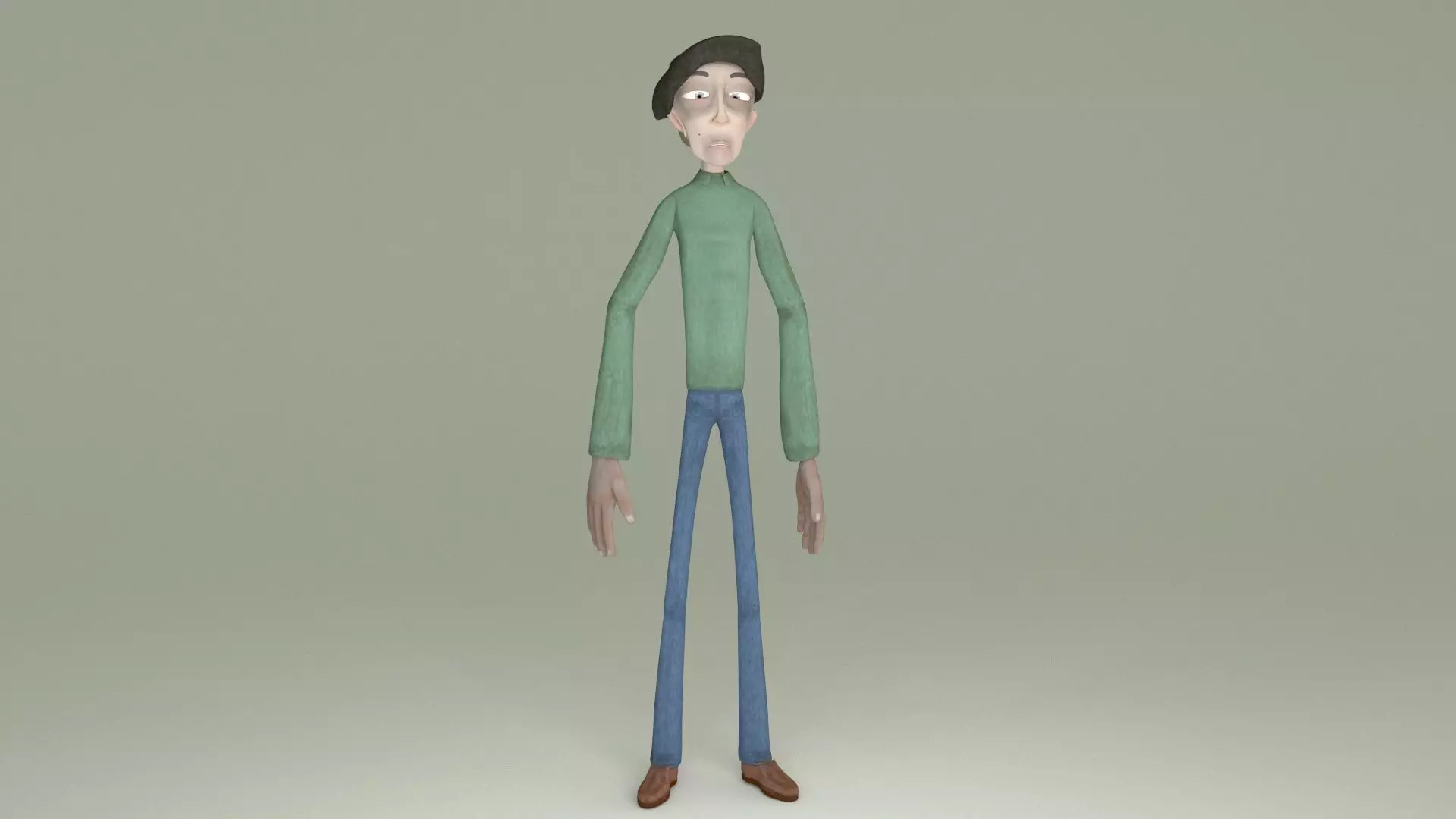 Fully Rigged Tall Cartoon Character  3D model_1