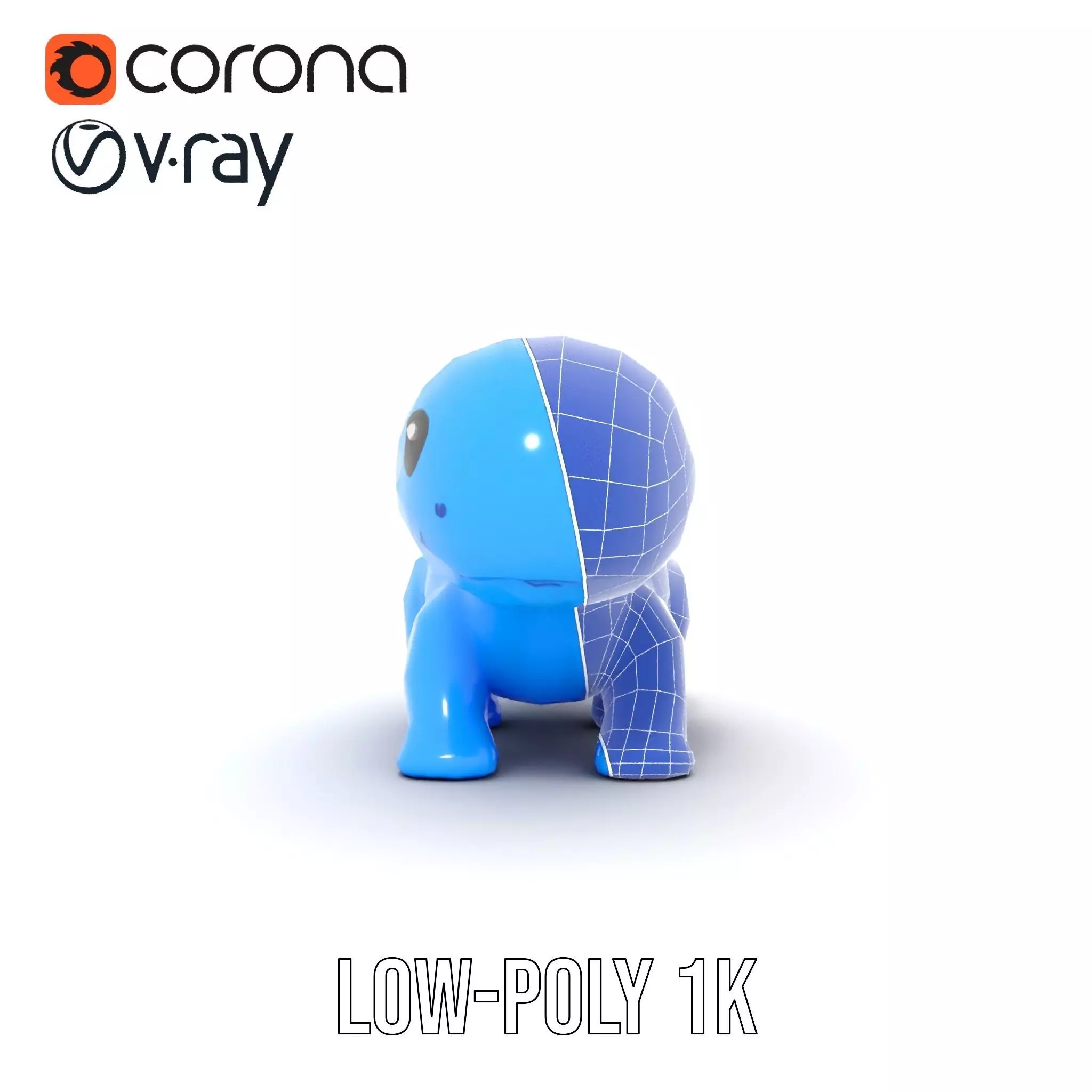 Charming Blue Dinosaur model pack Low-poly 3D model_17