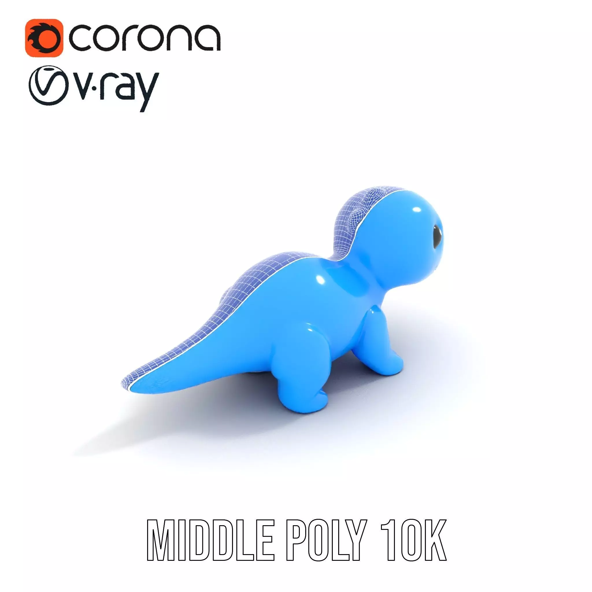 Charming Blue Dinosaur model pack Low-poly 3D model_30