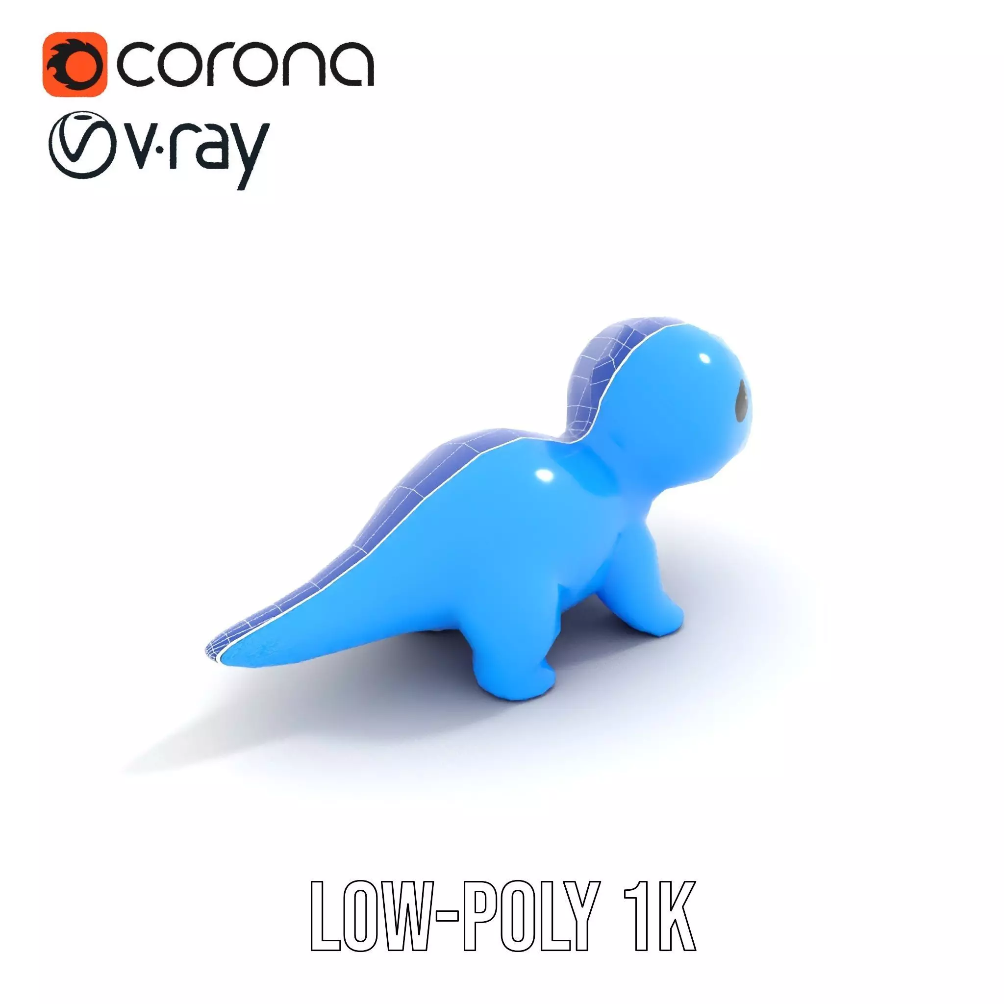 Charming Blue Dinosaur model pack Low-poly 3D model_7