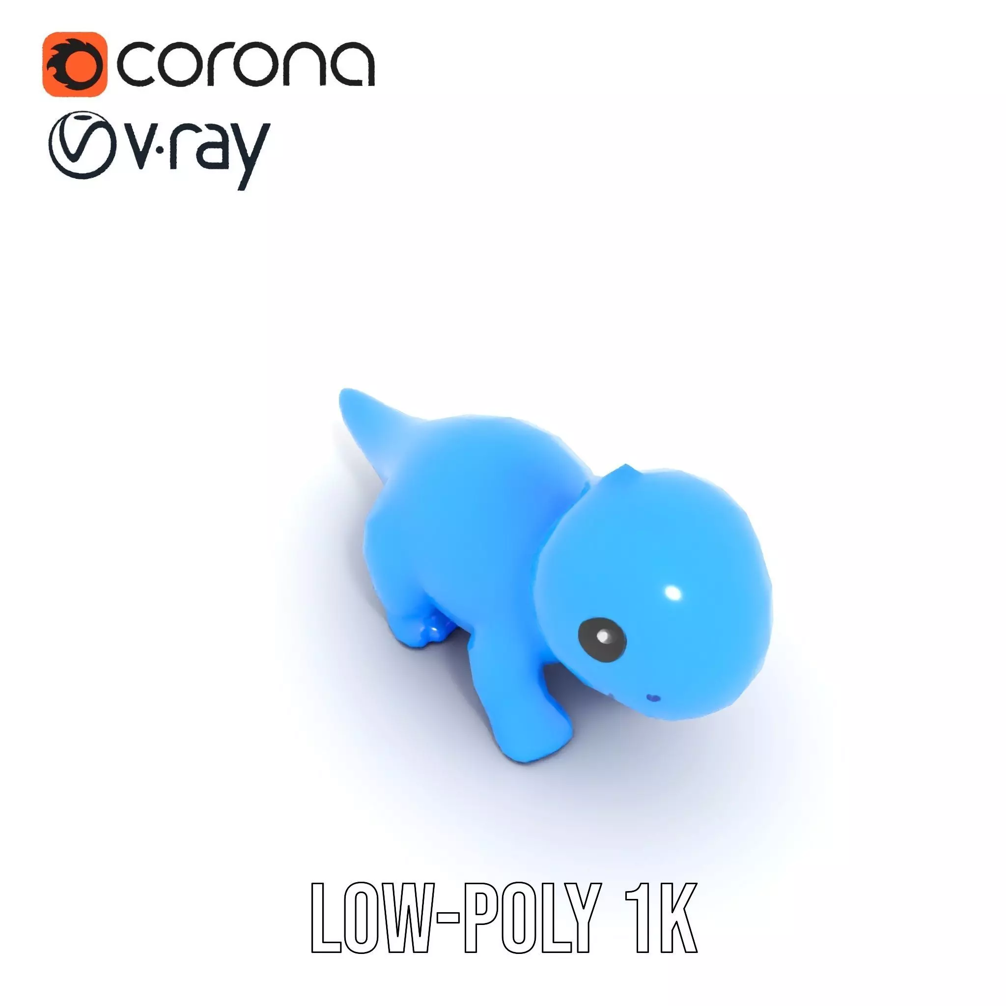 Charming Blue Dinosaur model pack Low-poly 3D model_9