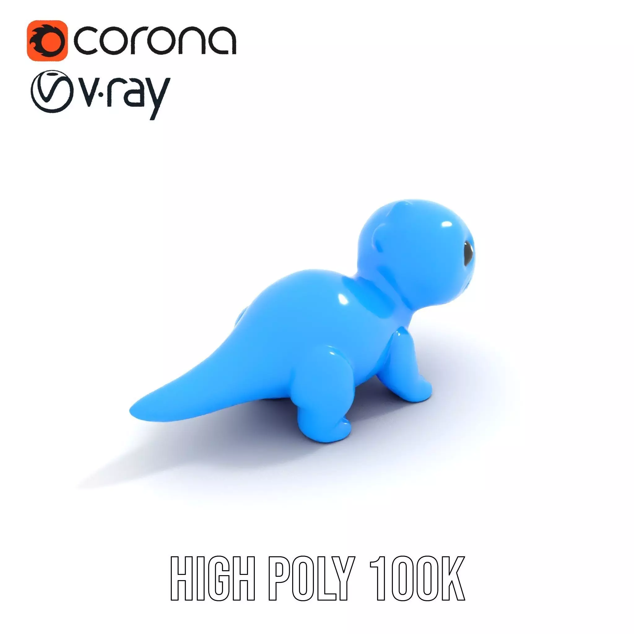 Charming Blue Dinosaur model pack Low-poly 3D model_32