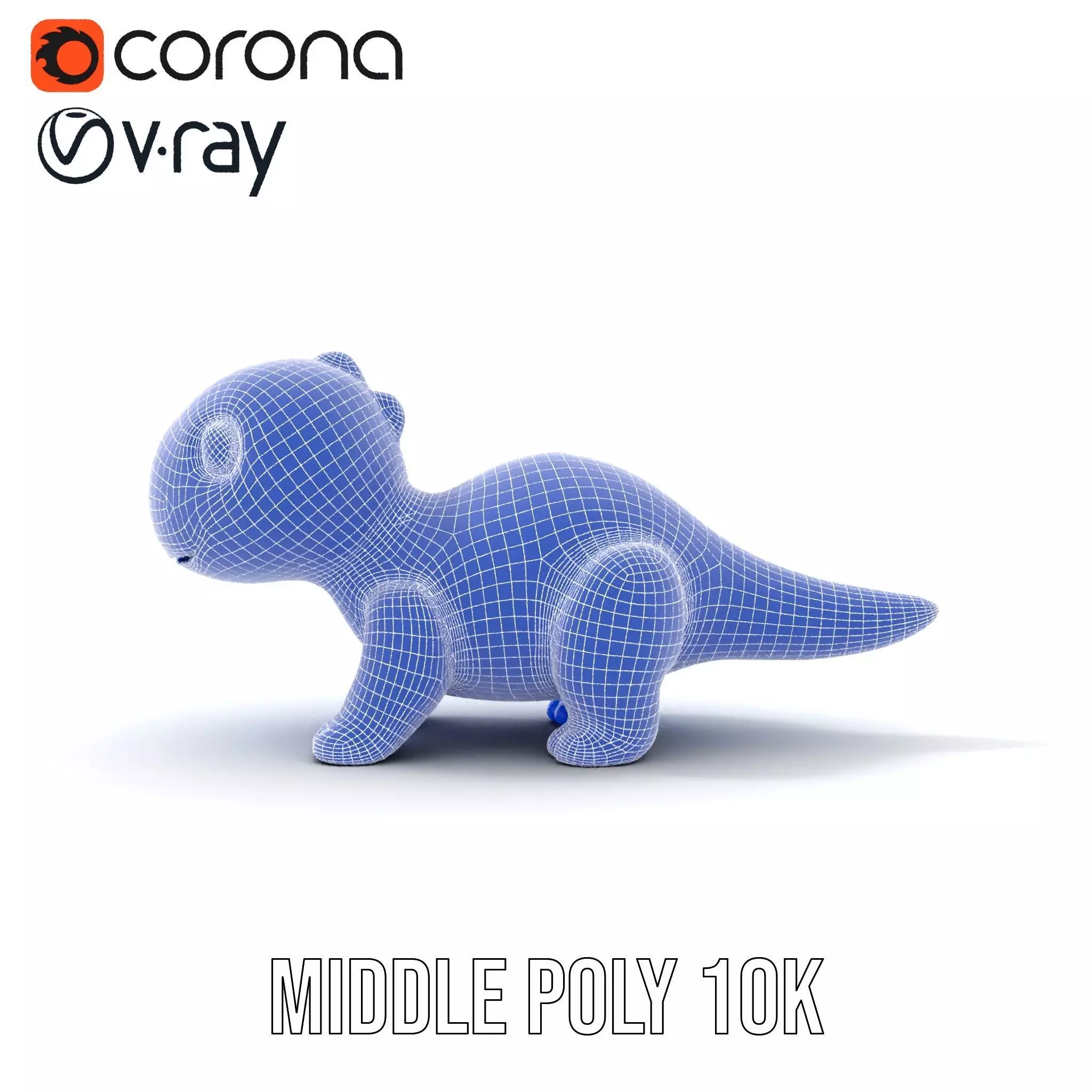 Charming Blue Dinosaur model pack Low-poly 3D model_16