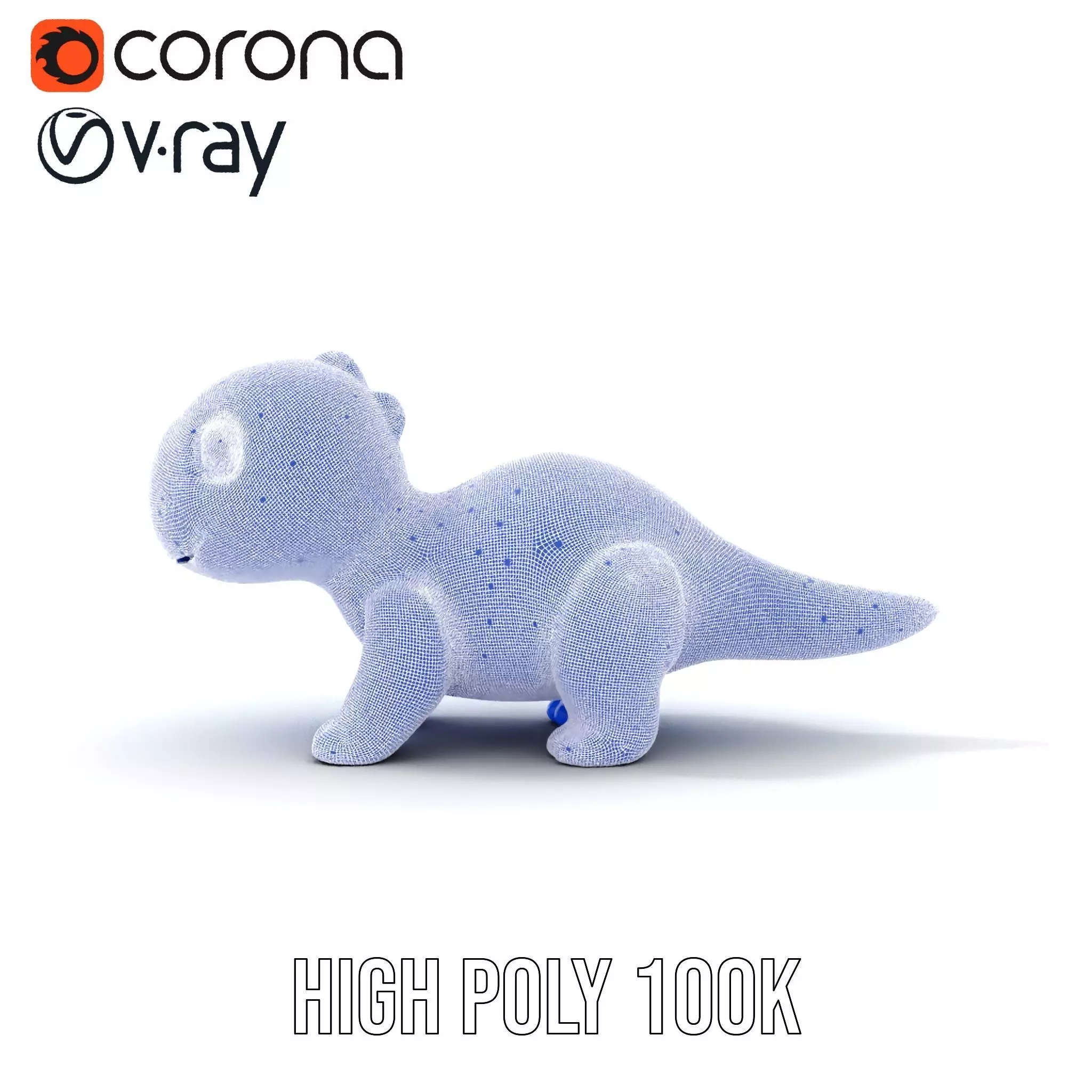 Charming Blue Dinosaur model pack Low-poly 3D model_34