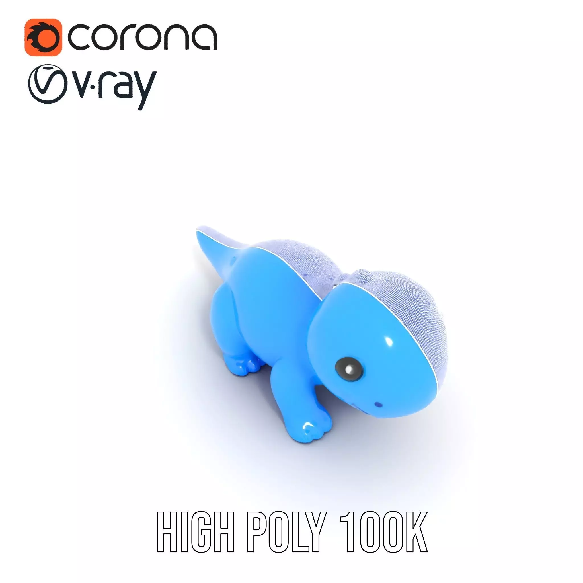 Charming Blue Dinosaur model pack Low-poly 3D model_29
