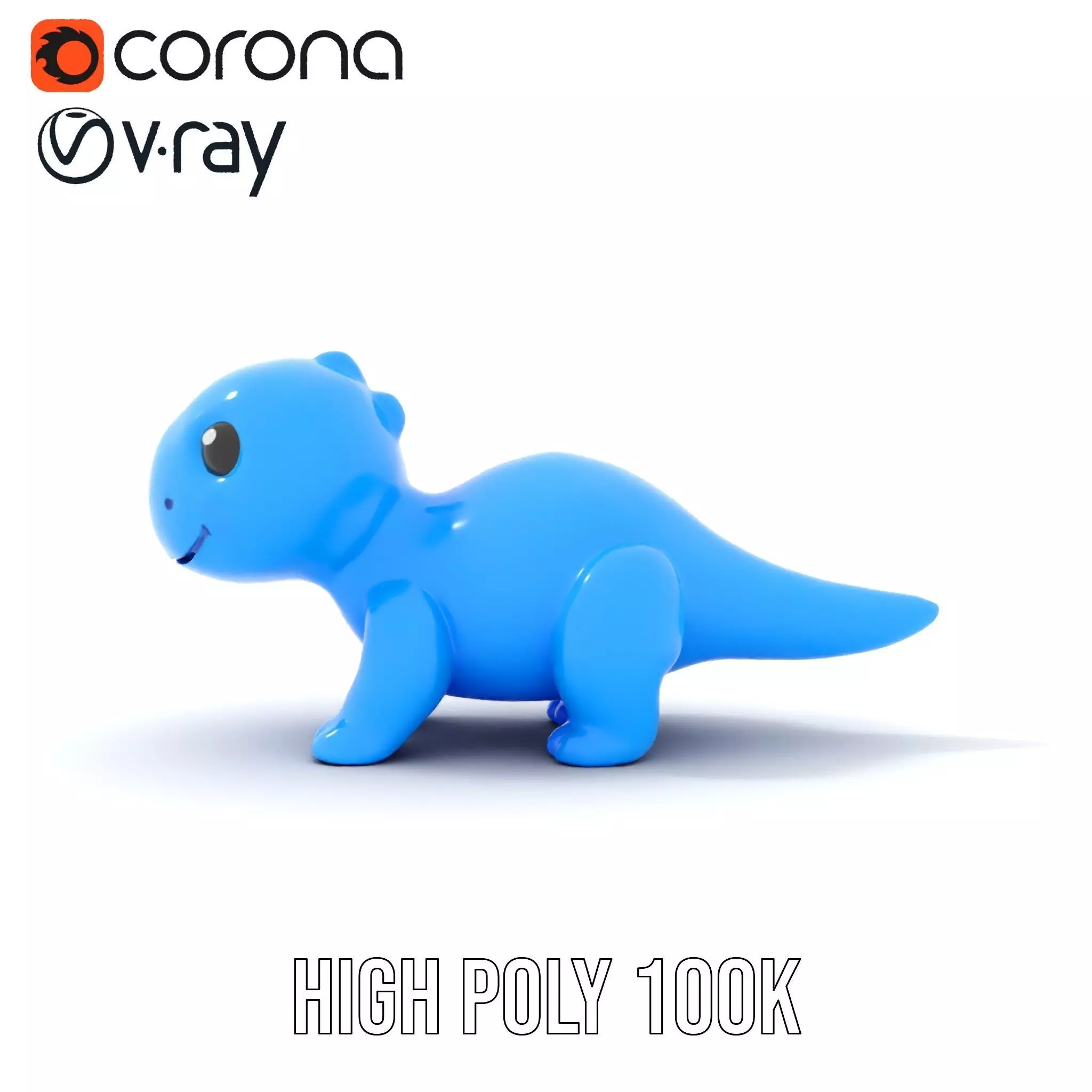 Charming Blue Dinosaur model pack Low-poly 3D model_15
