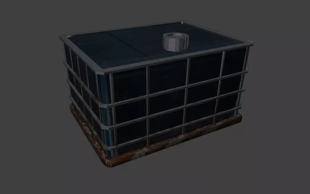 rusty water tanker Low-poly 3D model_1