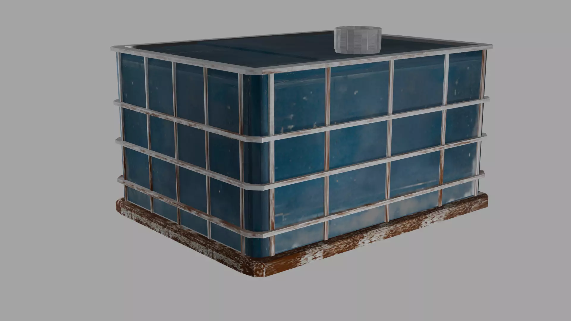 rusty water tanker Low-poly 3D model_0