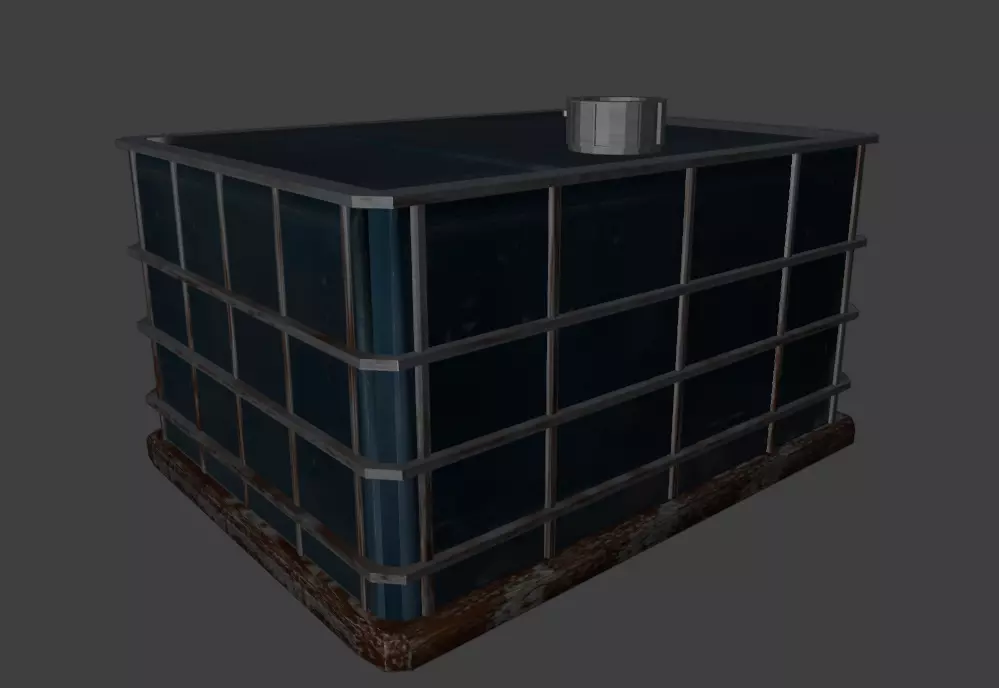 rusty water tanker Low-poly 3D model_2