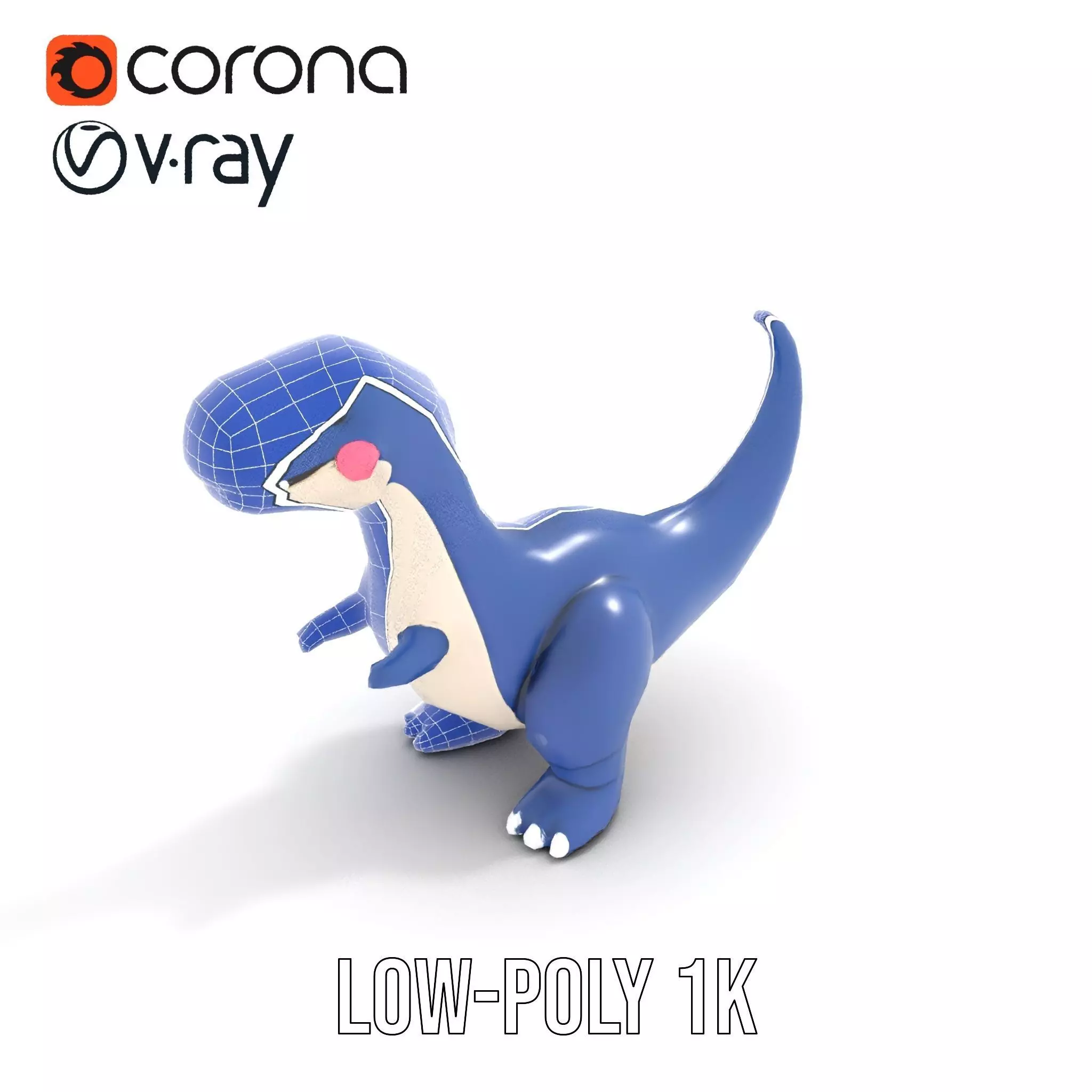 Playful Dinosaur Figurine model pack Low-poly 3D model_17