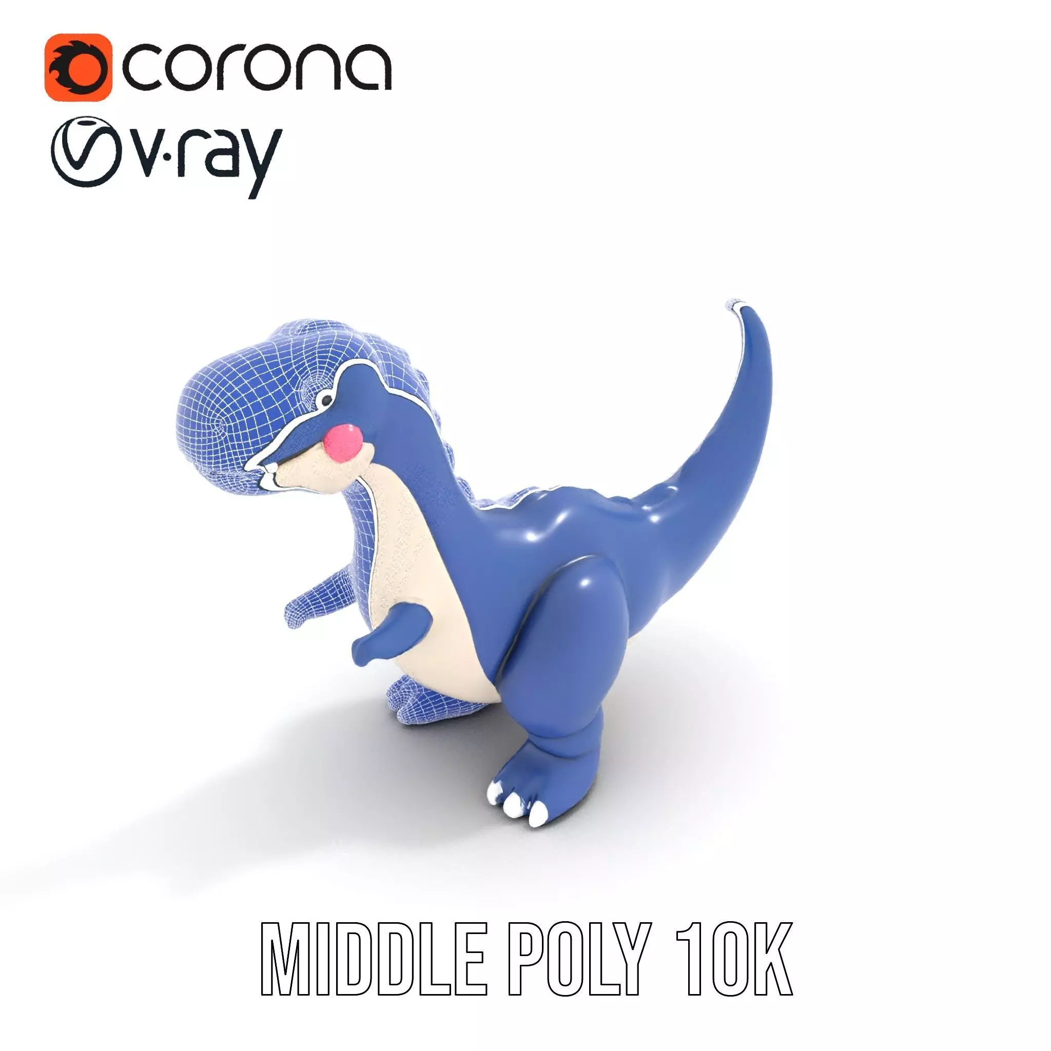 Playful Dinosaur Figurine model pack Low-poly 3D model_6