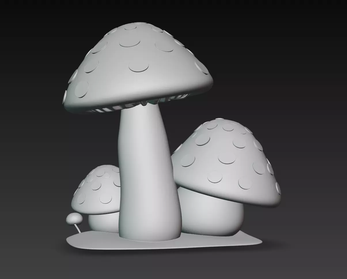 Cute Mushroom Family - Stylized Cartoon Toadstool Trio 3D Model 3D print model_9